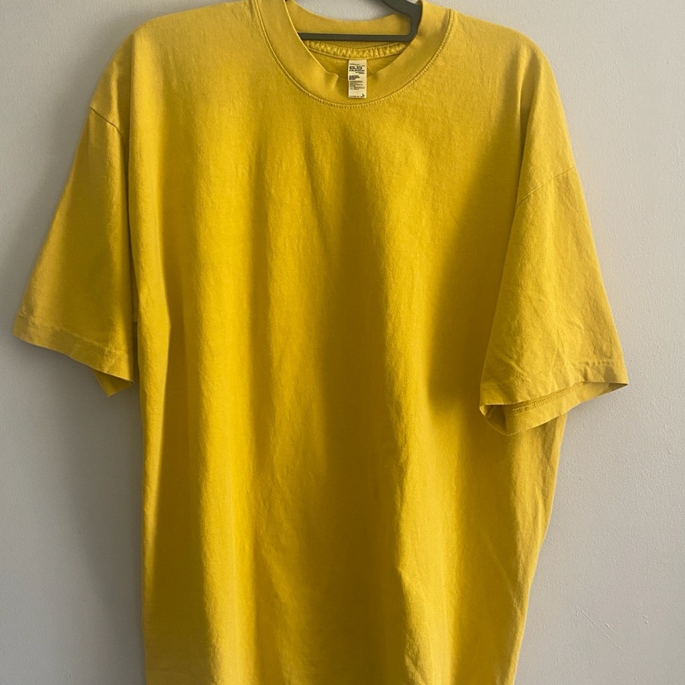 Los Angeles Apparel Yellow Short Sleeve Tee with Crew Neck - Unisex, Large (L)